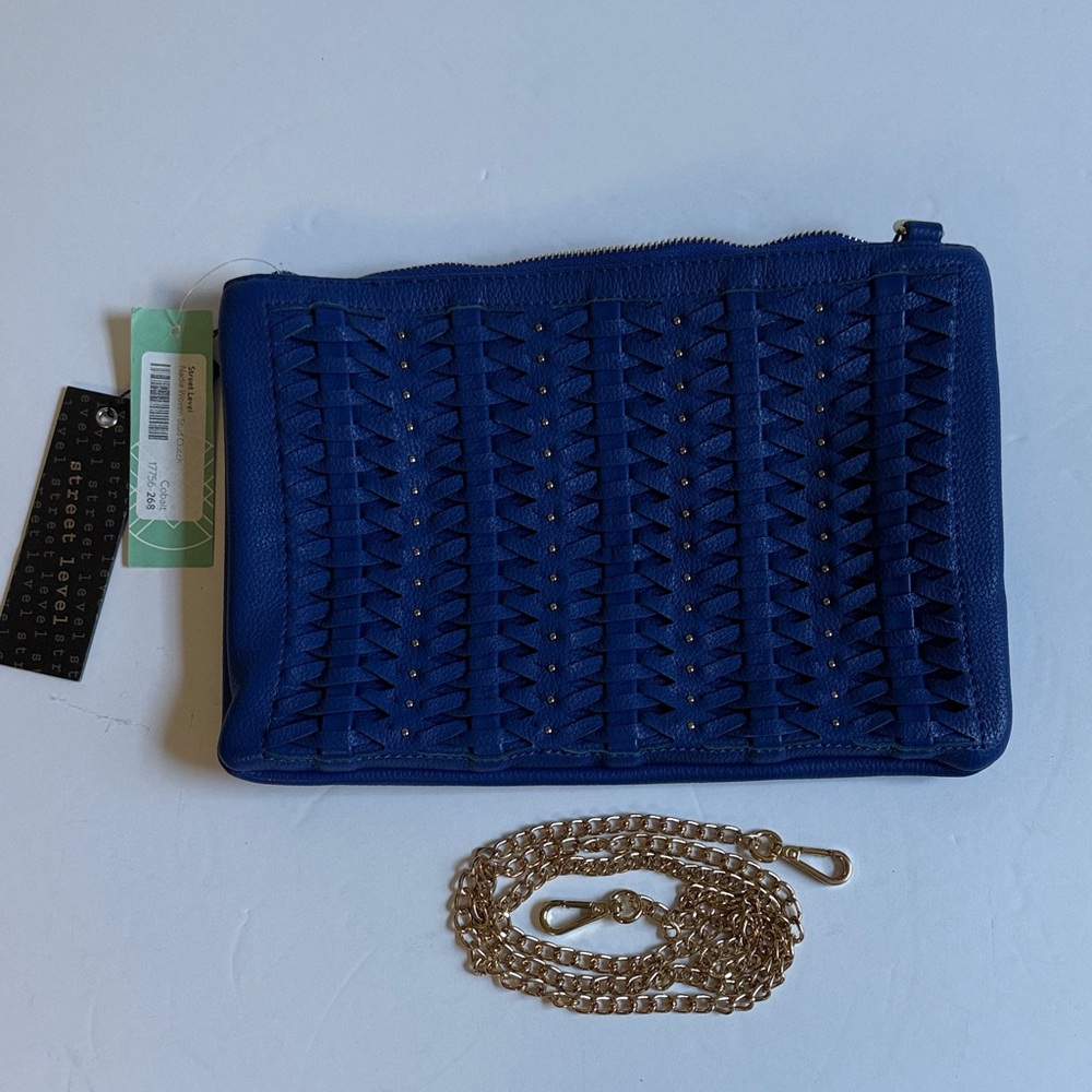 Street Level Royal Blue Clutch with Gold Chain